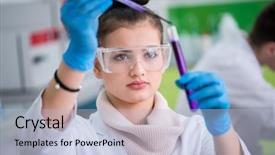  Presentation with making medicine - PPT theme enhanced with protective glasses making chemistry background and a light blue colored foreground