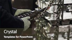  Presentation with sheet metal - Colorful slide deck enhanced with protective gloves in factory stock backdrop and a tawny brown colored foreground