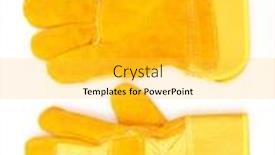  Presentation with blank whiteboard isolated on white - Cool new presentation with protective-gloves-isolated-on-white backdrop and a yellow colored foreground