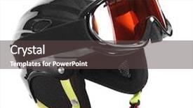  Presentation with winter sports - Slide set with protective helmet with goggles for skiing snowboarding and others winter sports on a white background background and a dark gray colored foreground