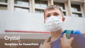  Presentation with mask - Colorful slide set enhanced with protective mask in beijing china backdrop and a violet colored foreground