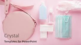  Presentation with medical bacteria - Cool new PPT theme with protective-medical-mask-sanitizer-gel backdrop and a lemonade colored foreground