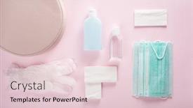  Presentation with medical bacteria - Beautiful slide set featuring protective-medical-mask-sanitizer-gel backdrop and a lemonade colored foreground