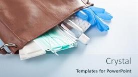  Presentation with medical bacteria - Colorful presentation enhanced with protective-medical-mask-sanitizer-gel backdrop and a sky blue colored foreground