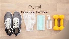  Presentation with medical training - Presentation design consisting of protective-medical-mask-sanitizer-gel background and a lemonade colored foreground