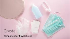  Presentation with medical bacteria - Cool new slide deck with protective-medical-mask-sanitizer-gel backdrop and a lemonade colored foreground