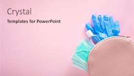  Presentation with medical bacteria - Presentation design consisting of protective-medical-mask-sanitizer-gel background and a lemonade colored foreground