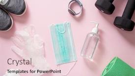  Presentation with medical bacteria - Slide deck featuring protective-medical-mask-sanitizer-gel background and a lemonade colored foreground