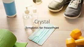  Presentation with medical bacteria - PPT theme consisting of protective-medical-mask-sanitizer-gel background and a lemonade colored foreground