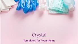  Presentation with medical bacteria - Slide deck with protective-medical-mask-sanitizer-gel background and a lemonade colored foreground