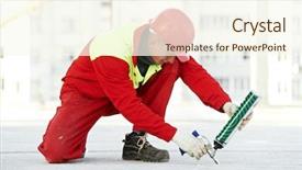  Presentation with industrial concrete - Beautiful theme featuring protective workwear at construction backdrop and a cream colored foreground