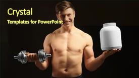  Presentation with protein - Theme having protein and dumbbell on black background and a wine colored foreground