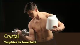  Presentation with bottle - PPT theme consisting of protein and dumbbell on black background and a tawny brown colored foreground