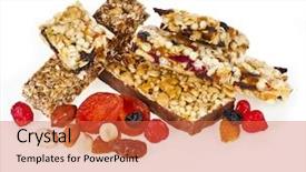  Presentation with energy bar - Slide set with energy bars - granola bar with dried fruit background and a red colored foreground