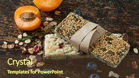  Presentation with granola - Presentation design having nutrition bars - granola bar background and a tawny brown colored foreground