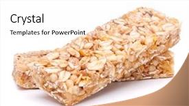  Presentation with energy bars - Slide deck having energy bars - healthy munchies isolated on white background and a white colored foreground