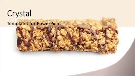  Presentation with cereal bar snacks - Theme enhanced with chocolate corn flake - yummy cereal bar on white background and a lemonade colored foreground