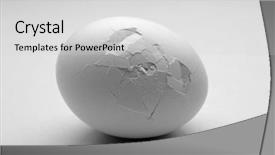  Presentation with cracked - Cool new PPT theme with protein cell - cracked egg isolated on white backdrop and a light gray colored foreground