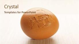  Presentation with cracked - Audience pleasing PPT layouts consisting of protein cell - cracked egg on wooden background backdrop and a  colored foreground
