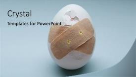  Presentation with protein - Slide deck enhanced with protein cell - cracked egg with plaster background and a light blue colored foreground