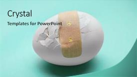  Presentation with protein - Slide deck having protein cell - cracked egg with plaster background and a arctic colored foreground