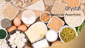  Presentation with protein food - Cool new PPT layouts with protein in vegetarian diet food backdrop and a coral colored foreground