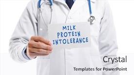  Presentation with milk protein - Beautiful presentation theme featuring protein intolerance on white background backdrop and a white colored foreground