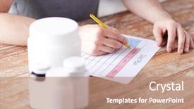  Presentation with health diet - Cool new slide set with protein jars writing diet plan backdrop and a coral colored foreground