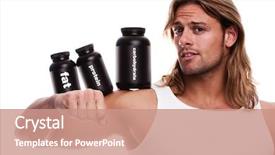  Presentation with supplements - Presentation design consisting of protein model - athletic sexy male body builder background and a coral colored foreground
