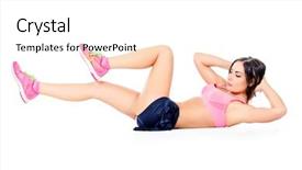  Presentation with abdominal - Colorful presentation theme enhanced with protein model - beautiful sportswomen do exercises backdrop and a  colored foreground