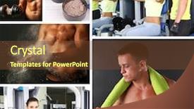  Presentation with nutrition - Slides having protein model - collage of sportsmen and sport background and a tawny brown colored foreground