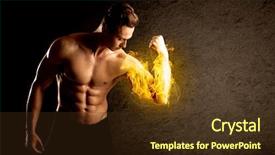  Presentation with weight lifting - Amazing presentation design having protein model - muscular bodybuilder lifting weight backdrop and a  colored foreground