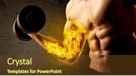  Presentation with weight lifting - Slide deck featuring protein model - muscular bodybuilder lifting weight background and a  colored foreground