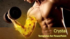  Presentation with weight lifting - PPT theme having protein model - muscular bodybuilder lifting weight background and a  colored foreground