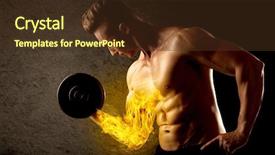  Presentation with weight lifting - PPT layouts with protein model - muscular bodybuilder lifting weight background and a  colored foreground