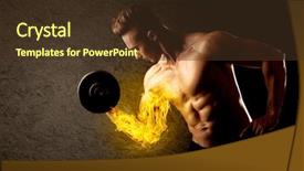  Presentation with weight lifting - PPT theme featuring protein model - muscular bodybuilder lifting weight background and a  colored foreground