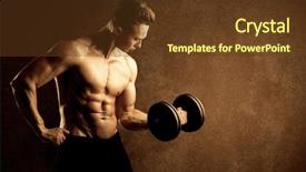  Presentation with weight lifting - Presentation theme consisting of protein model - muscular fit bodybuilder athlete lifting background and a tawny brown colored foreground