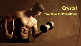  Presentation with weight lifting - Cool new PPT theme with protein model - muscular fit bodybuilder athlete lifting backdrop and a  colored foreground