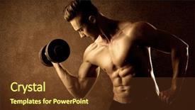  Presentation with weight lifting - Cool new presentation theme with protein model - muscular fit bodybuilder athlete lifting backdrop and a tawny brown colored foreground