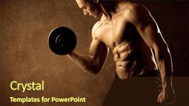  Presentation with weight lifting - Slide deck enhanced with protein model - muscular fit bodybuilder athlete lifting background and a tawny brown colored foreground