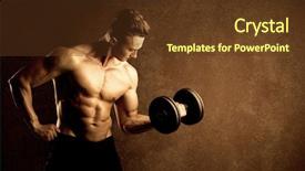  Presentation with weight lifting - Beautiful slides featuring protein model - muscular fit bodybuilder athlete lifting backdrop and a  colored foreground