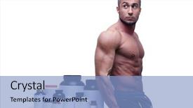  Presentation with sports nutrition - Cool new presentation theme with protein model - muscular man leaning backdrop and a  colored foreground