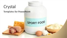  Presentation with protein food - Presentation with protein powder and food background and a white colored foreground