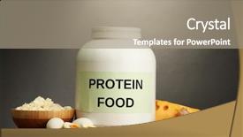  Presentation with protein food - Presentation having protein powder and food background and a gray colored foreground