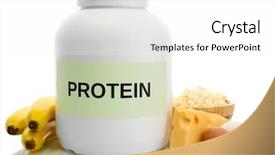  Presentation with protein food - Presentation design featuring atletes nutrition - jar of protein powder background and a  colored foreground