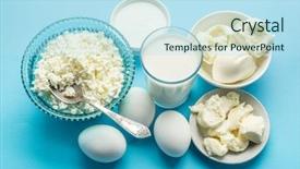  Presentation with milk protein - PPT theme featuring protein products cheese cream milk background and a sky blue colored foreground
