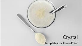  Presentation with protein shake - Theme featuring protein shake and powder background and a light gray colored foreground