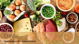  Presentation with protein food - Audience pleasing theme consisting of protein-source-assortment-of-health backdrop and a yellow colored foreground