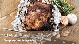  Presentation with grilled - Audience pleasing slides consisting of protein structure - delicious grilled meat on table backdrop and a coral colored foreground