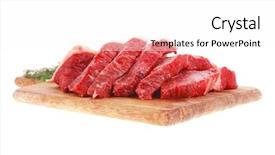  Presentation with meat beef - Beautiful slide set featuring protein structure - fresh raw beef meat steak backdrop and a pink colored foreground